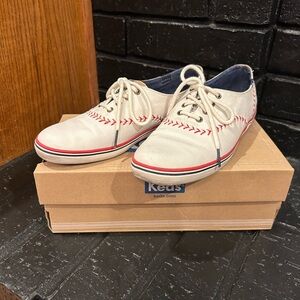 Keds Off-White Canvas Sneakers with Tan Accents